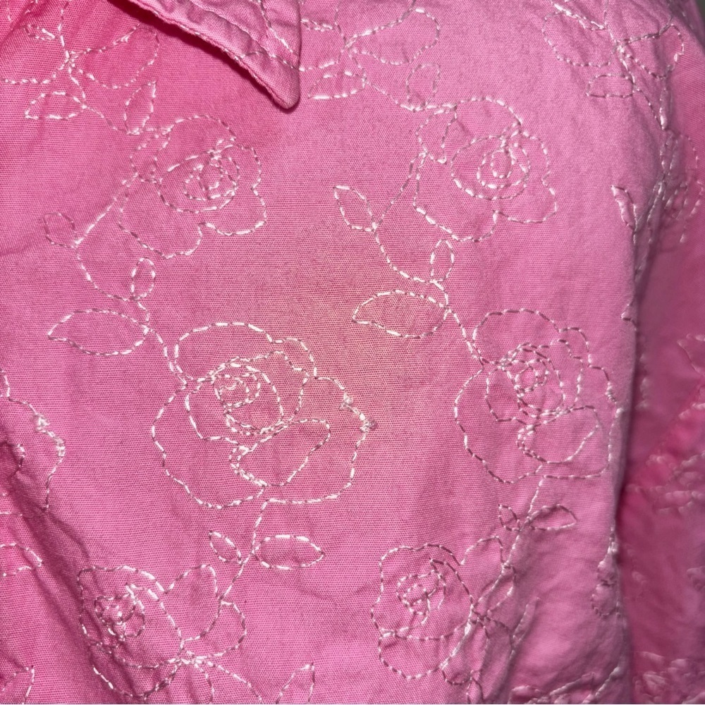 Westbound Essentials Women's Size 14 Button Down Blouse Top Embroidered Roses - Picture 3 of 6